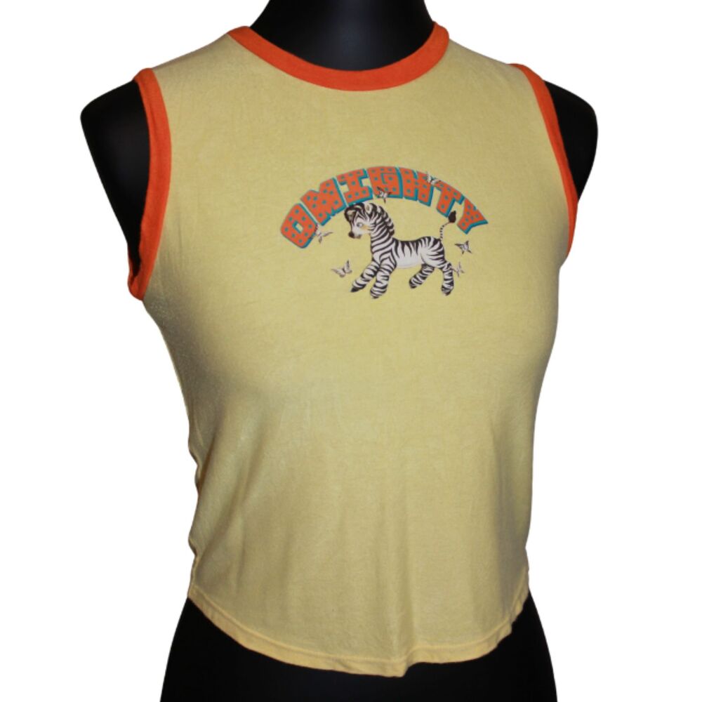 Omighty Yellow Zebra Graphic Baby Tee Tank Top M